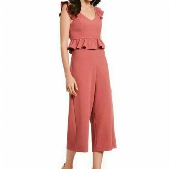 Gianni Bini Pants - Gianni Bini Womens Deco Rose Peplum Jumpsuit Size Small